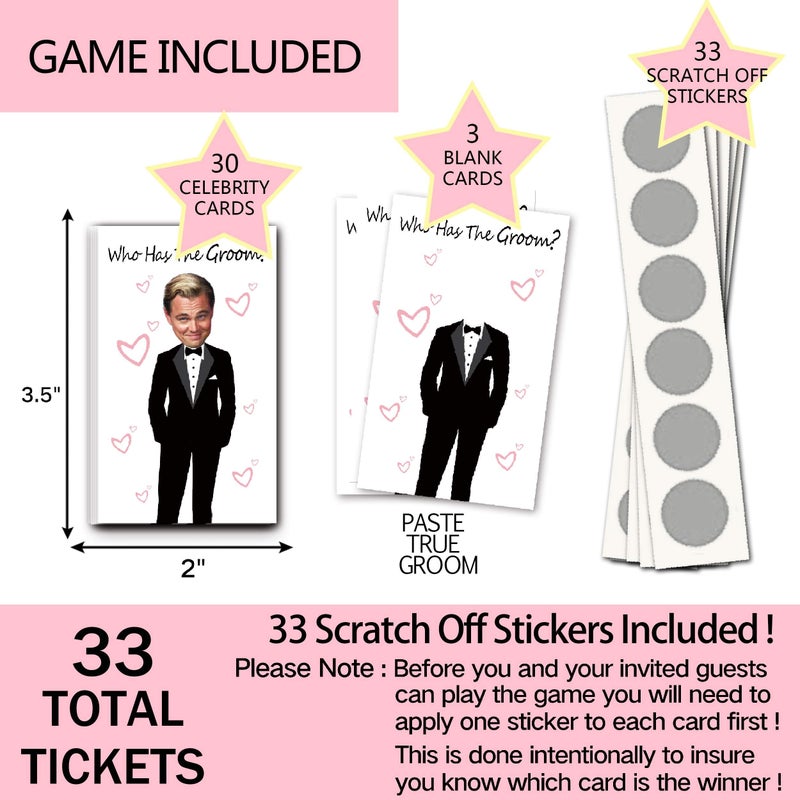 ukebobo Cute Bridal Shower Games - Scratch Off Bridal Shower Game.Funny Bachelorette Party Games - Who Has The Groom - 33 Sheets - Image 2